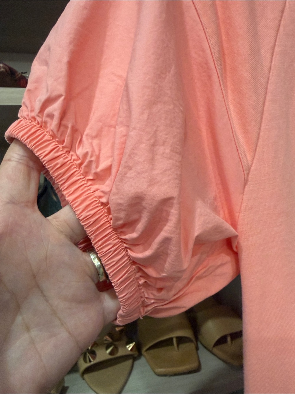 sundays Coral Mini Dress with Puff Sleeves - Picture 4 of 5